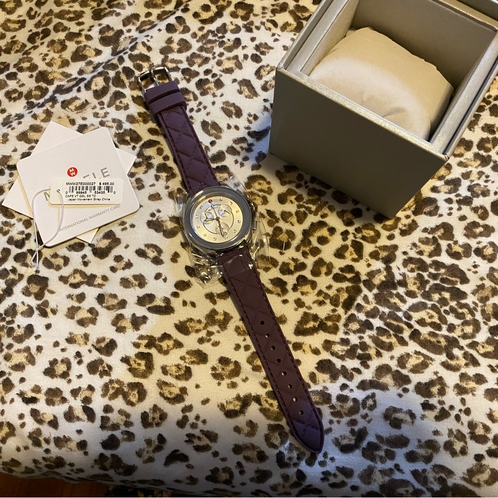 NWT Michele Cape Chronograph purple Silicon Watch